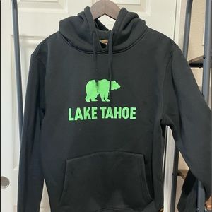 Black Pullover Hoodie with Green Lake Tahoe logo size Medium